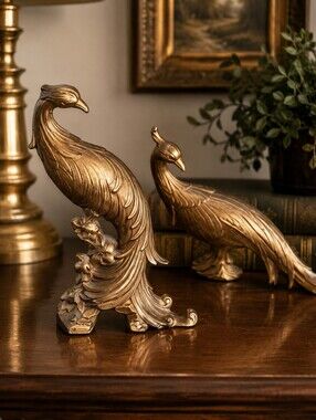 1960s Syroco Wood Phoenix Peacock Pheasant Birds